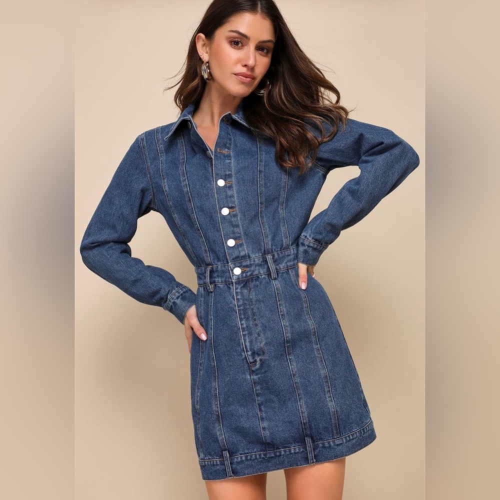 Lulu’s long sleeve denim dress, size medium